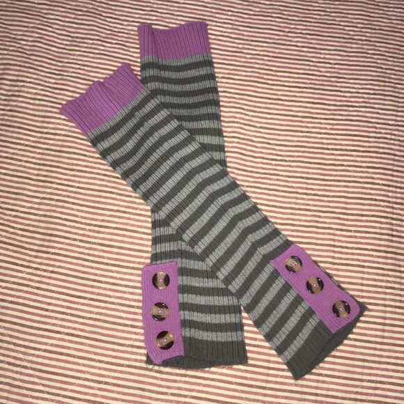 🌻Grey leg warmers with buttons on the sides - Picture 1 of 5
